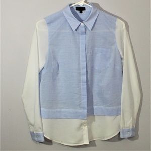 NWT The Limited Blue and White Button Down Blouse
